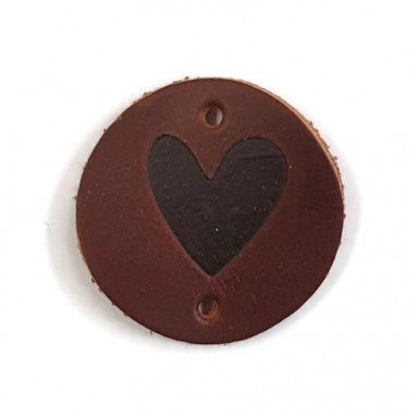 Leather Label Heart Brown