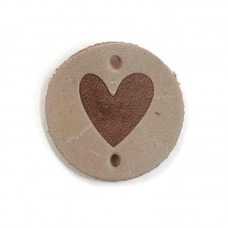 Leather Label Heart Taupe