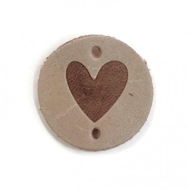 Leather Label Heart Taupe