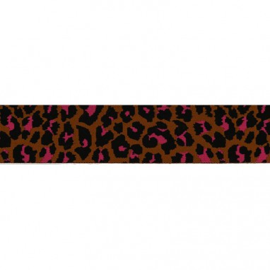 Elastic Brique / Pink / Black Tigerprint 4 cm