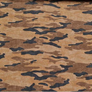 Brushed French Terry Camouflage Brown