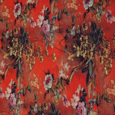 Plissé Red with Flowers